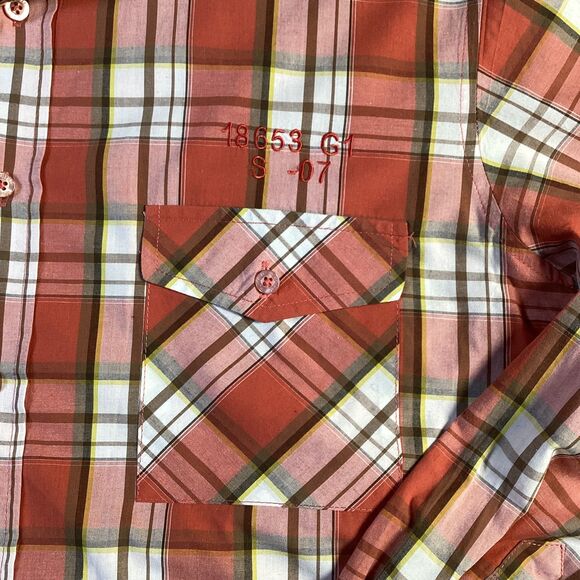 Pacific Flyer Plaid Button Up Shirt Long Sleeve Pockets Graphic Back - Picture 3 of 8